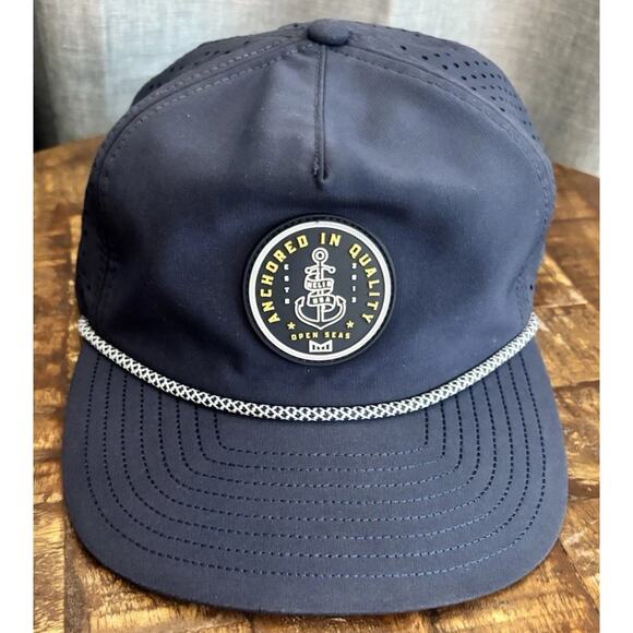 Melin Coronado Hydro Hat Anchored In Quality Navy Blue Open Sea Adjust Snapback - Picture 2 of 16